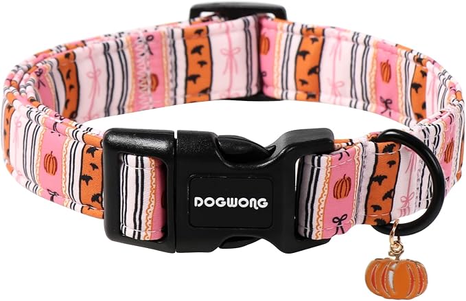DOGWONG Fall Dog Collar- Pink Halloween Dog Collars Adjustable Classic by DOGWONG