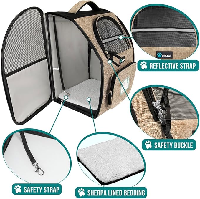 PetAmi Dog Backpack Carrier for Small Large Cat, Ventilated Pet Hiking Backpack - Image 4