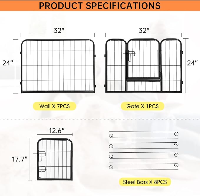 BestPet | Dog Playpen | 24 Inch, 8 Panels | Heavy Duty Metal Pet Exercise Pen | - Image 8