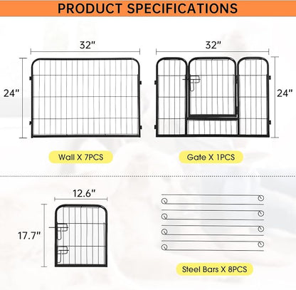 BestPet | Dog Playpen | 24 Inch, 8 Panels | Heavy Duty Metal Pet Exercise Pen | - Image 8