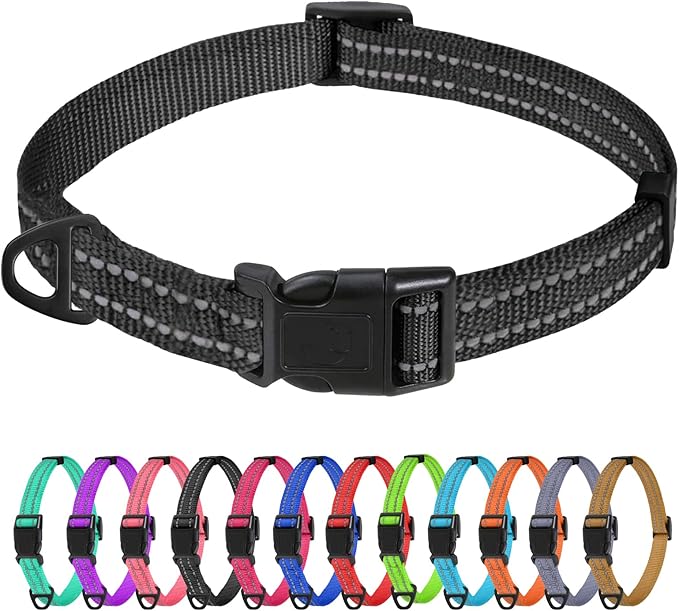 TagME Small Dog Collar, Adjustable Reflective Nylon Pet Collar by TagME
