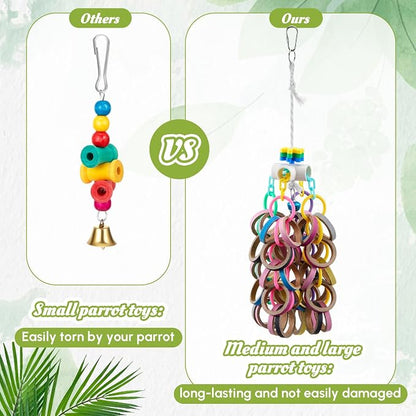 3 Pcs Extra Large Bird Parrot Toy Multicolored Natural Wooden Parrot Cage - Image 6