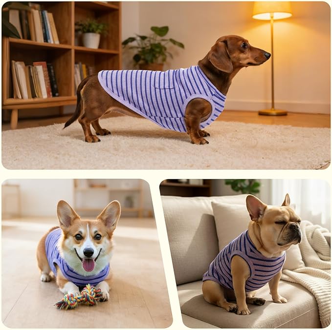Dog Clothes, Stripe Dogs Shirts - Image 6