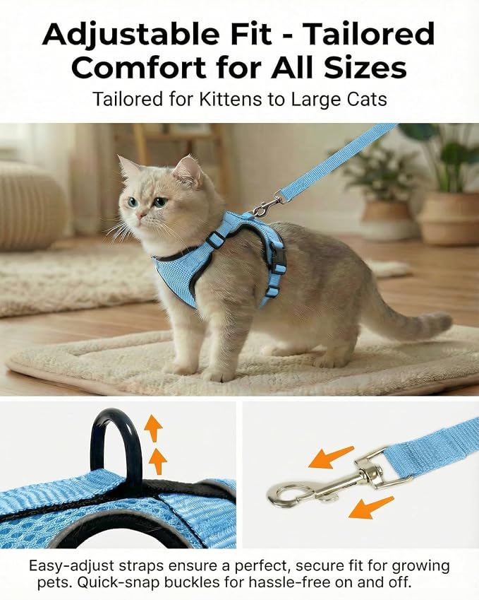 Luxelle 2 Pack Escape-Proof Cat Harness and Leash Set - Image 4