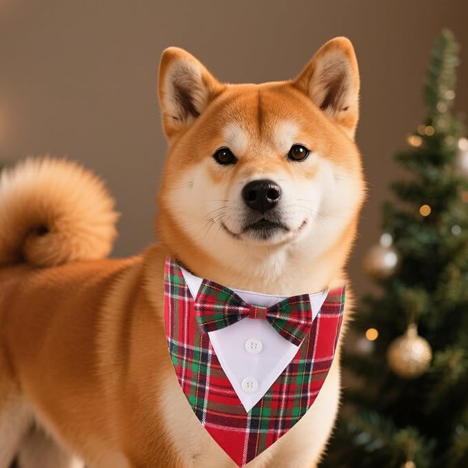 ADOGGYGO Christmas Dog Tuxedo Bandana, Adjustable Christmas Costume - Image 3