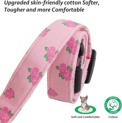 Cotton Handmade Dog Collar Cute and Distinctive Patterns Pink Rose - Image 4