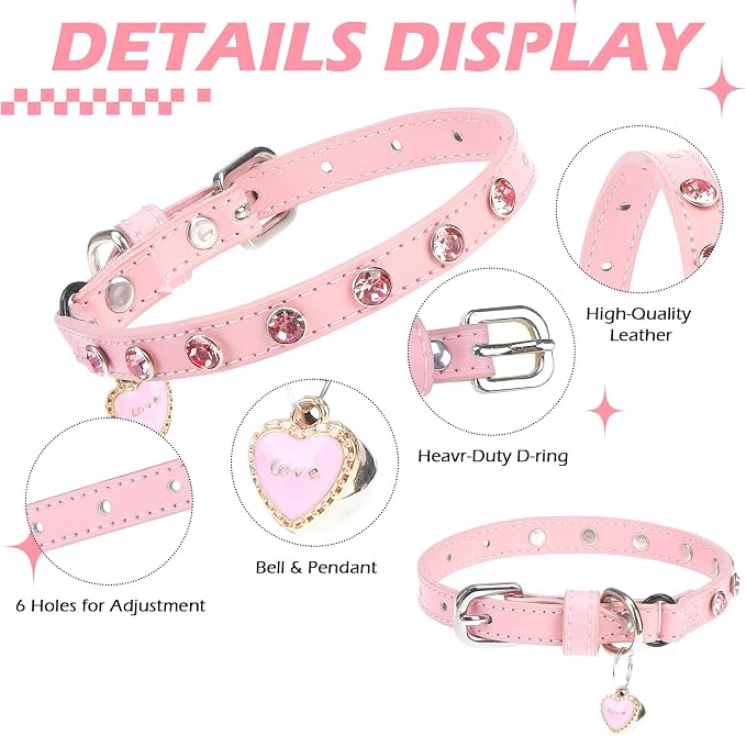 EXPAWLORER Leather Cat Collar for Girl Boy- Adjustable Pet Collar - Image 3