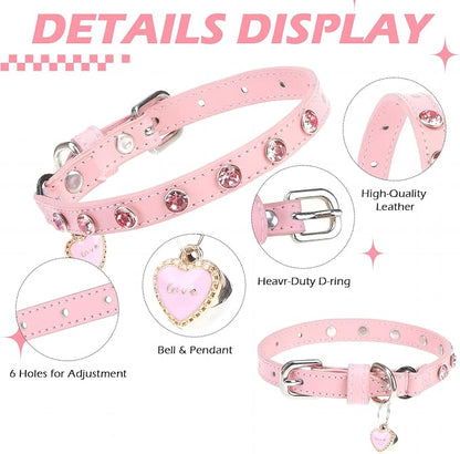 EXPAWLORER Leather Cat Collar for Girl Boy- Adjustable Pet Collar - Image 3