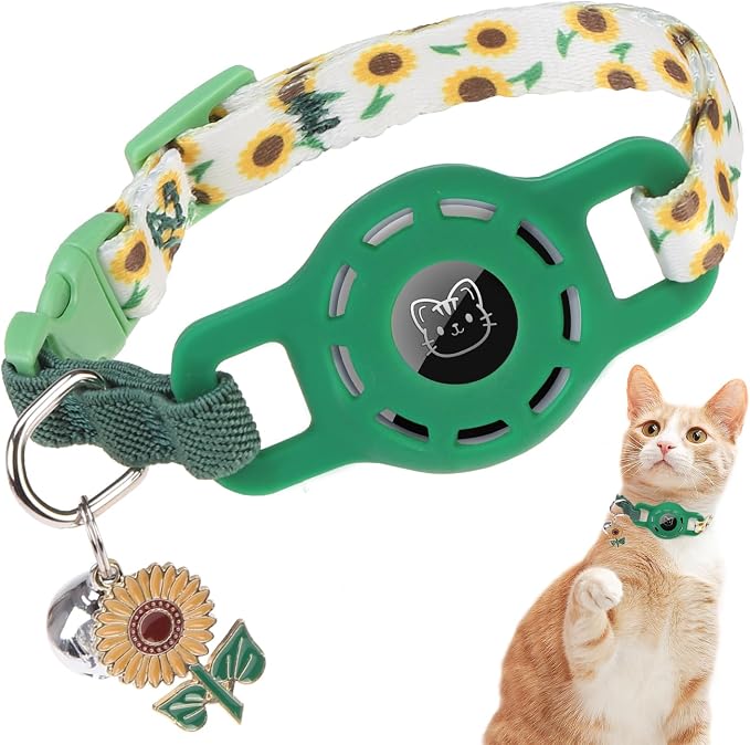 BINGPET AirTag Cat Collar with Bells, Upgraded Safety Elastic Cat Collar with by BINGPET