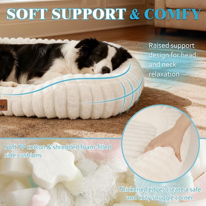 Dog Bed Large Size Dogs Washable Soft Furry Pet Bed, Calming Rectangle Large - Image 3
