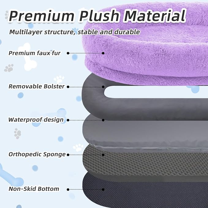 Human Dog Bed, Washable Faux Fur Pet Bed - Image 4