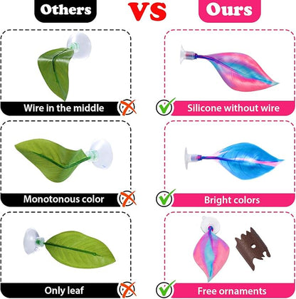 WILLBOND 2 Pcs Blue Pink Silicone Betta Fish Bed Leaf Hammock Betta Fish Tank - Image 7