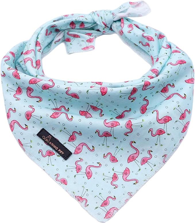 ARING PET Summer Dog Bandanas, Light Blue Flamingo Kerchief Triangle Bibs Scarf by ARINGPET