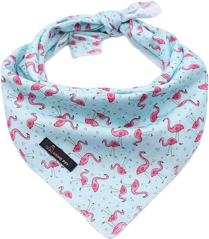 ARING PET Summer Dog Bandanas, Light Blue Flamingo Kerchief Triangle Bibs Scarf by ARINGPET