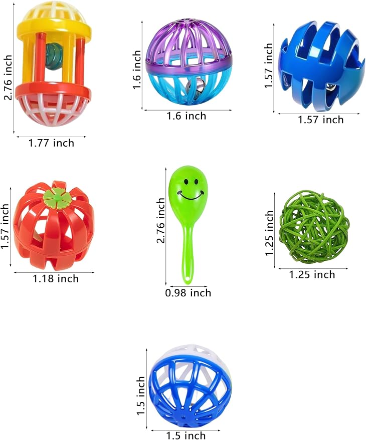 23-Pack Bird Toys for Parrots – Natural Rattan & Plastic Bell Balls – Safe - Image 2