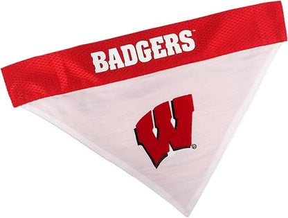 Pets First Collegiate Pet Accessories, Reversible Bandana, Wisconsin Badgers by PETSFIRST