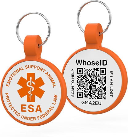 ESA Dog Tag, QR Code Dog Tag, Modifiable Free Pet Online Profile, Scannable QR by WhoseID