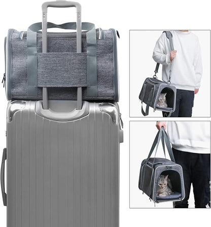 Cat Carrier - Portable Foldable Dog Pet Carrier, Soft-Sided Pet Bag up to 15 Lbs - Image 5