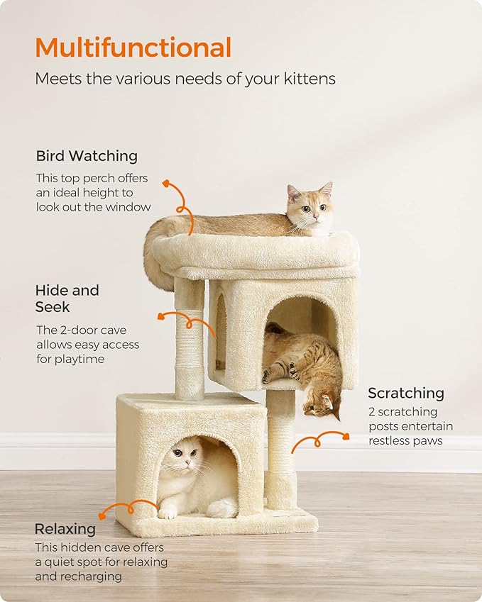Feandrea Cat Tree, 26.4-Inch Cat Tower, Plush Condo - Image 4