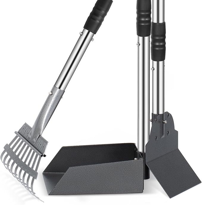 Heeyoo Dog Pooper Scooper, Dog Poop Tray and Rake Set, Pet Waste Removal Scoop by Heeyoo