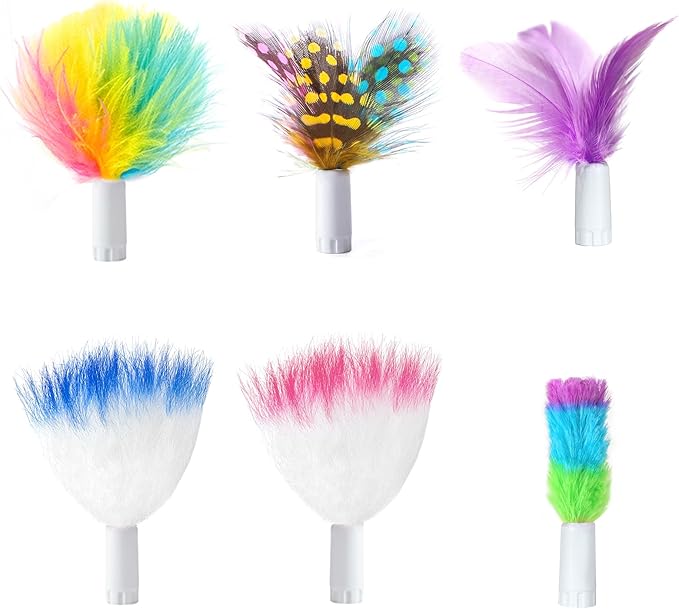 ORSDA 6Pcs Interchangeable Attachments Cat Feather Toys Replaceable Feathers by ORSDA
