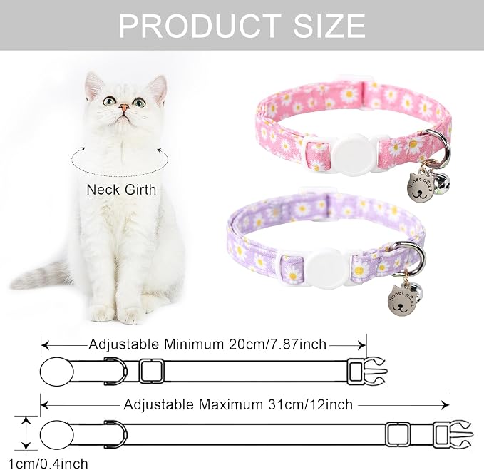 Lionet Paws 2pcs Pack Cotton Cat Collar, Breakaway Buckle - Image 6