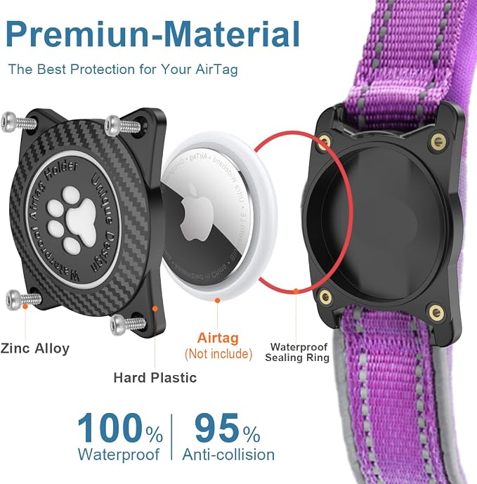 Airtag Dog Collar with Waterproof Air Tag Holder, Luminous Reflective, Soft - Image 3