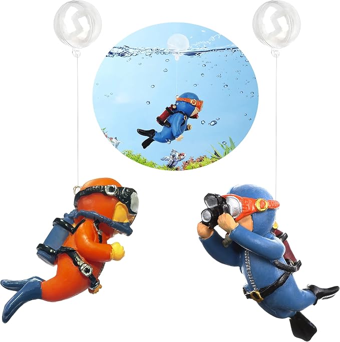 2-Pack Floating Fish Tank Decorations Little Diver Aquarium Decoration Aquarium by SUPTEC%C2%AE