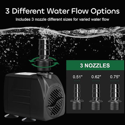 GROWNEER 550GPH Submersible Pump 30W Fountain Water Pump, - Image 4