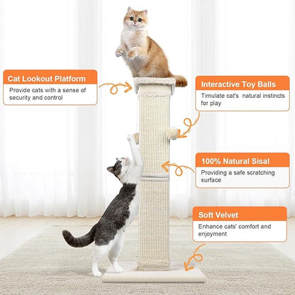 Cat Scratching Post 33 Inch Nature Sisal Cat Scratch Post - Image 4
