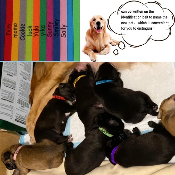 FEBSNOW 20Pcs Puppy Whelping Collars 9 inch Newborn Pet Collars Double-Sided - Image 5