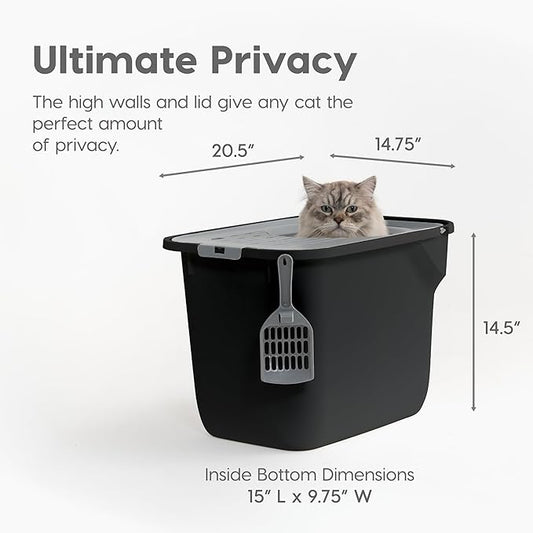 IRIS USA Cat Litter Box, Large Cat Box Enclosure, Top Entry - Image 2
