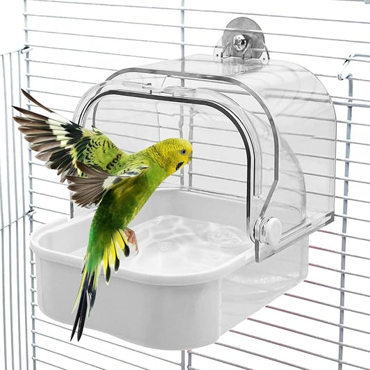 Tfwadmx Bird Cage Bath Hanging Parrot Bath Tub Water Shower Food Feeder Holder by Tfwadmx