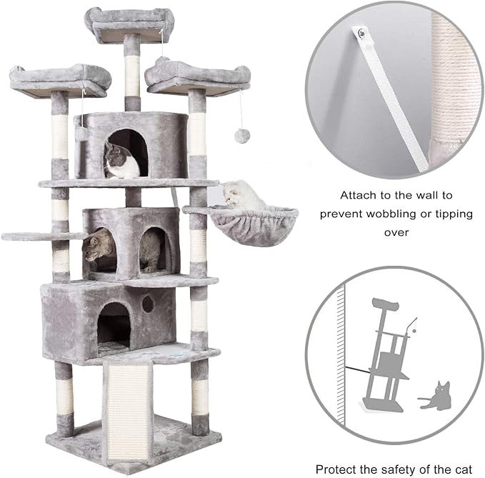 Hey-brother XL Size Cat Tree, 73.4 inch Cat Tower - Image 6