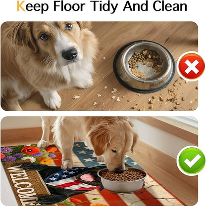 Patriotic 4th of July Flag Dog Pet Food Mat Independence Day Spill-Proof Pet - Image 8
