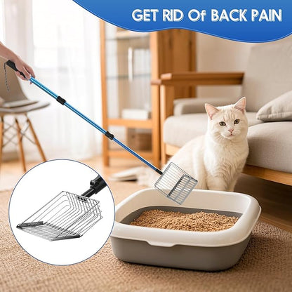 Cat Litter Scoop Long Handle: 22"-40.5" Extendable Metal Cat Poop Scooper - Image 2