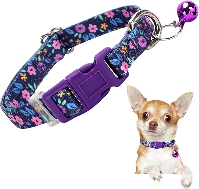 Nylon Dog Collar with Bell for Small Dogs, Adjustable Puppies, Kittens & Small by ONEFOJOJO