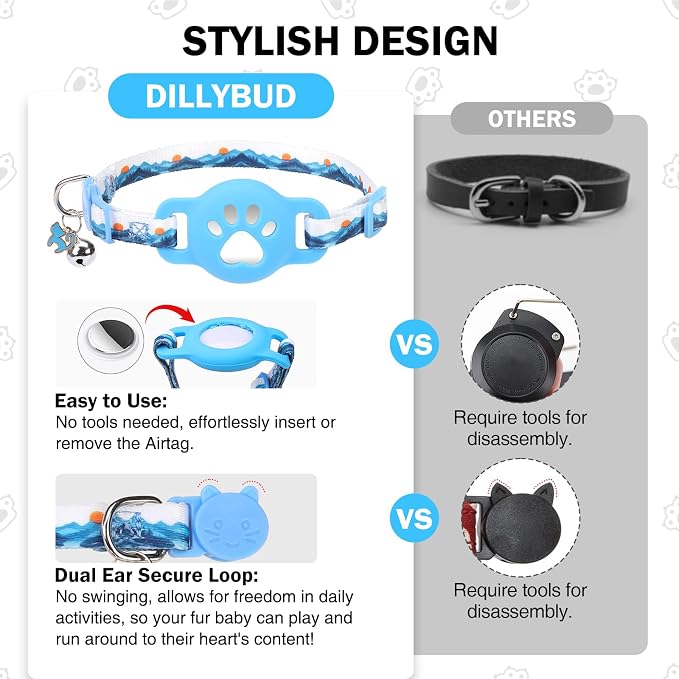 Airtag Cat Collar Breakaway, Cute GPS Cat Tracker Collars - Image 6