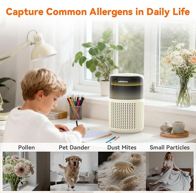 AIRROMI HEPA Air Purifier for Bedroom&Home, Pet Air Purifier for Home Pets - Image 4