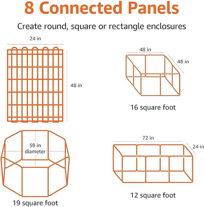 Amazon Basics Foldable Octagonal Metal Exercise Dog Playpen, Indoor/Outdoor - Image 3