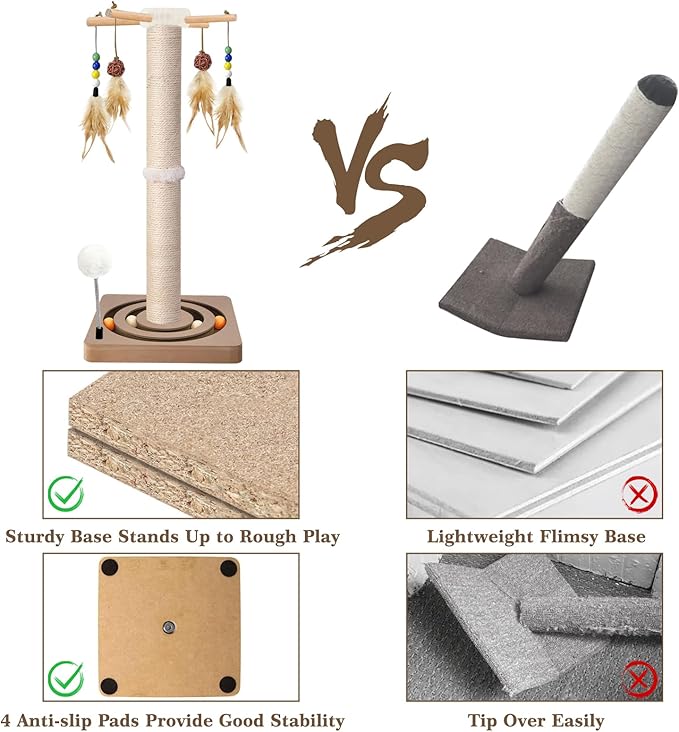 Tall Cat Scratching Post, 33 Inches, Interactive Furniture Toys - Image 6