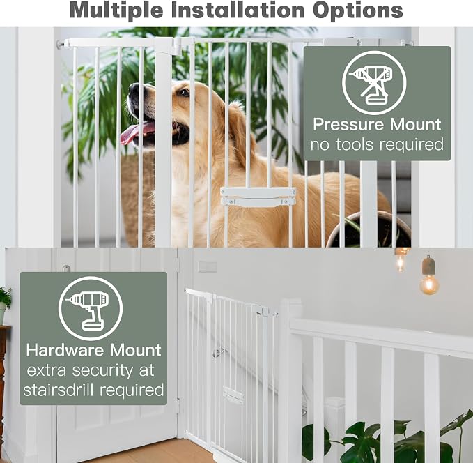 37 Inch Tall Baby Gate with Small Cat Door, Adjustable 29.55" and 46.06" - Image 4