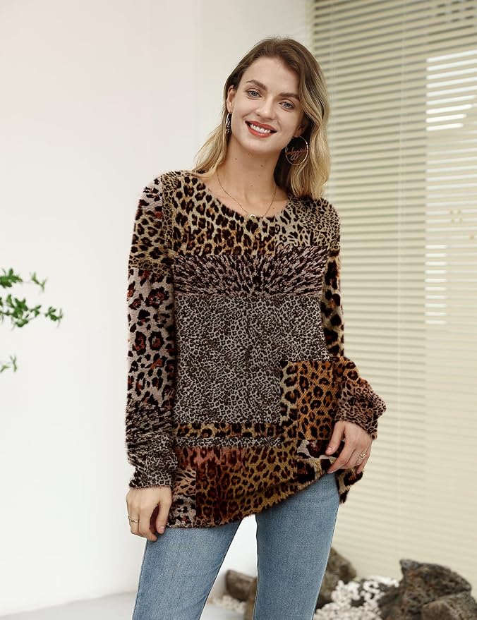 YESNO Women Christmas Sweater Graphic Printed Oversized Pullover Sweaters - Image 3