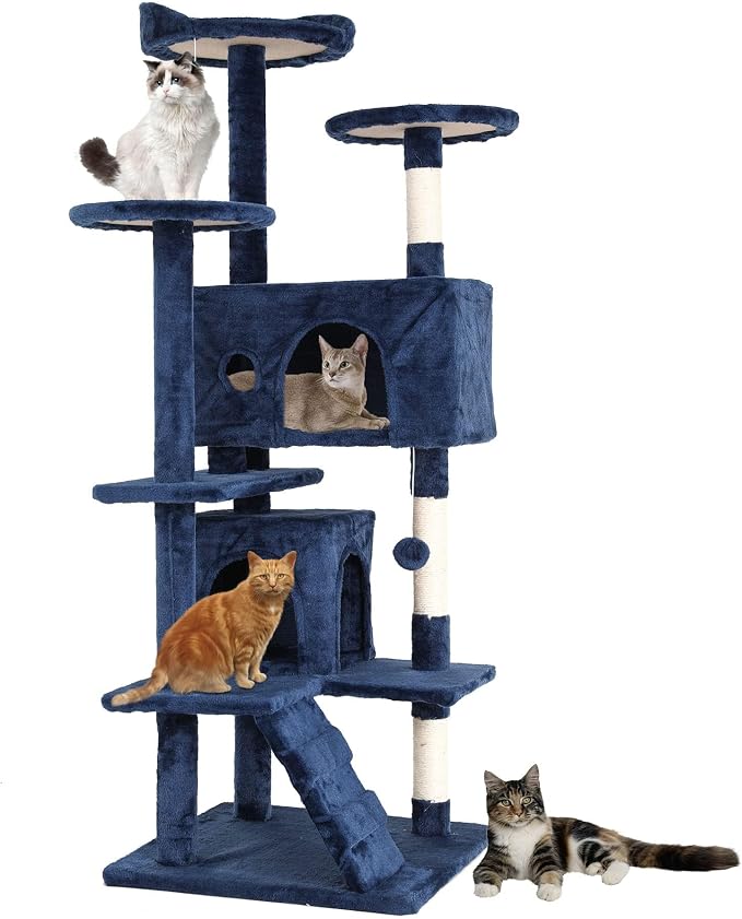 Cat Tree for Indoor Cats, Space Saving Cat Activity Center, Durable Pet Play by GINMAON