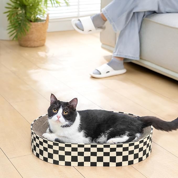 Large Oval Cat Scratcher Bowl, Cardboard Cat Scratching Pad & Lounge Bed - Image 9