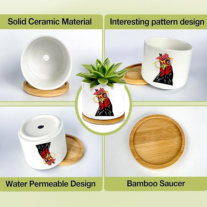Window Garden Rooster Planter Pots, Rooster Gifts - Image 3