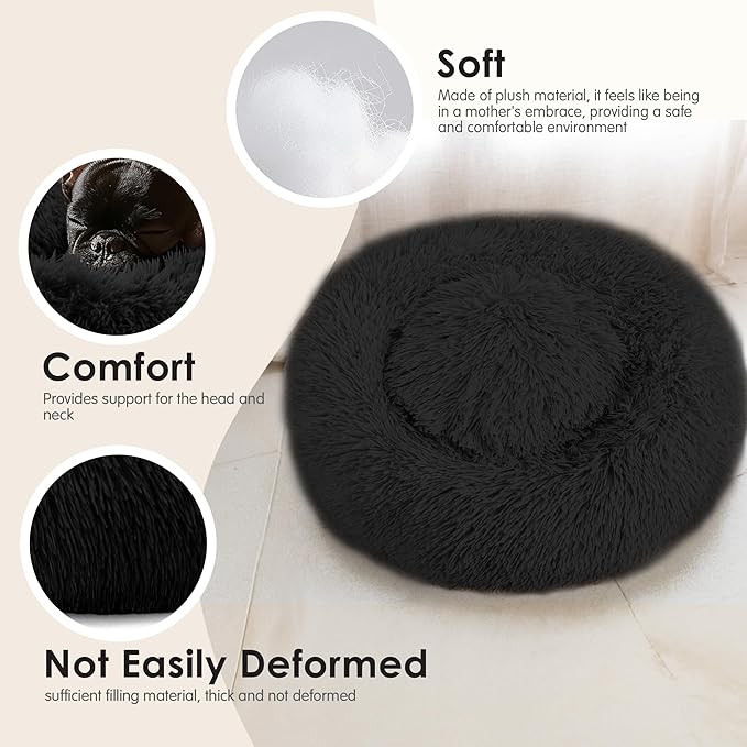 Dogs Bed for Small Dogs, Anti-Anxiety Washable Round Bed - Image 4