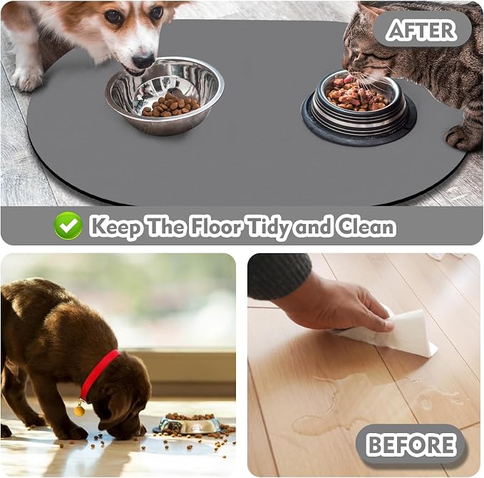 Cat Food Mat 24''x16'', Absorbent Cat Mats - Image 5