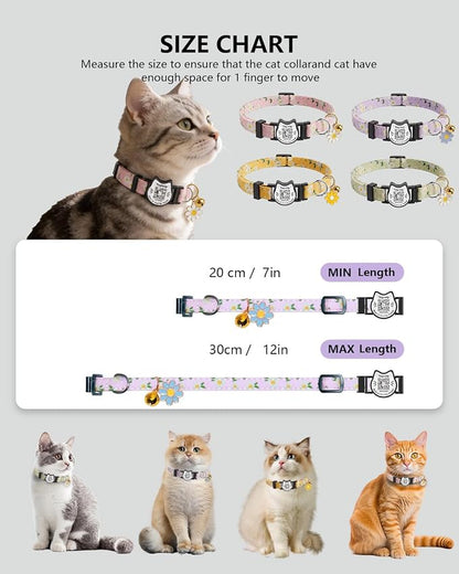 Breakaway Cat Collar with QR Code ID Tag, Adjustable Cotton Kitten Collar with - Image 6