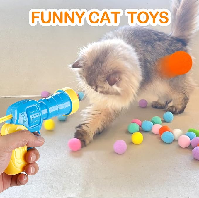 31Pcs Cat Ball Toy Launcher Gun, Cat Balls Fetch Toy, Funny Interactive Cat Toys - Image 7